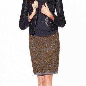 LOFT Lace Pencil Skirt / olive grey jersey